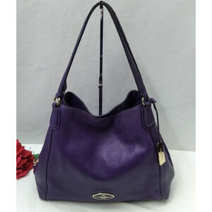 Coach Edie 31 Purple Pebbled Leather 3 Compartments Shoulder Bag